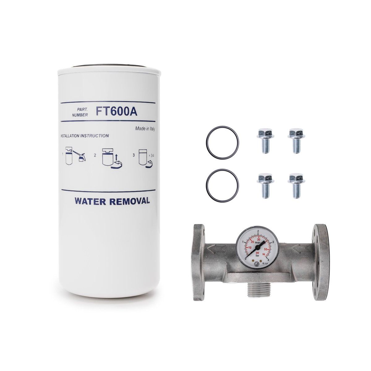 Adam by Piusi Particulate and Water Filter with Gauge 60 L/min 1" BSP Flanged