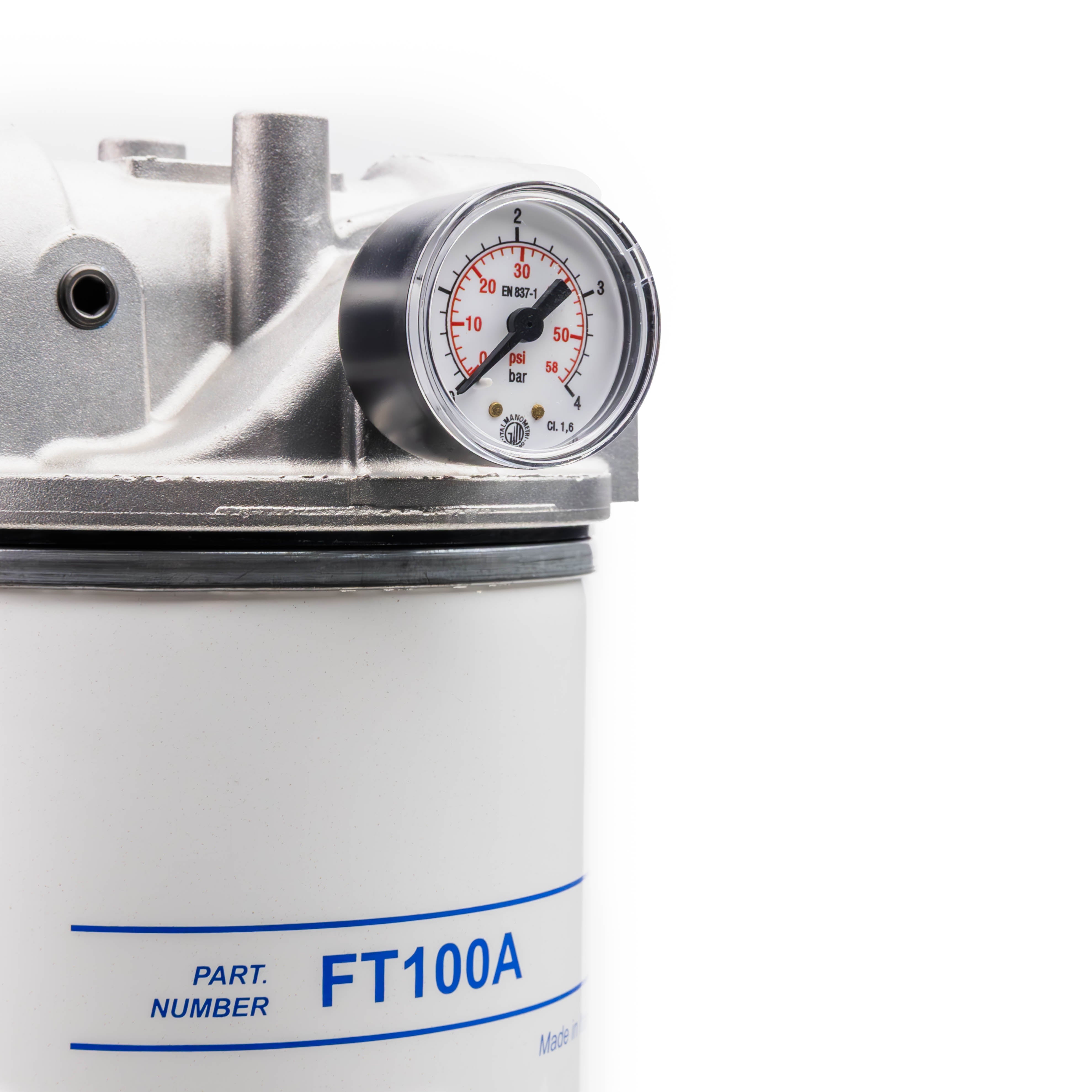 ADAM BY PIUSI Filter DN32 (1.25") BSP F 100lpm with Pressure Gauge Particulate and Water Removal