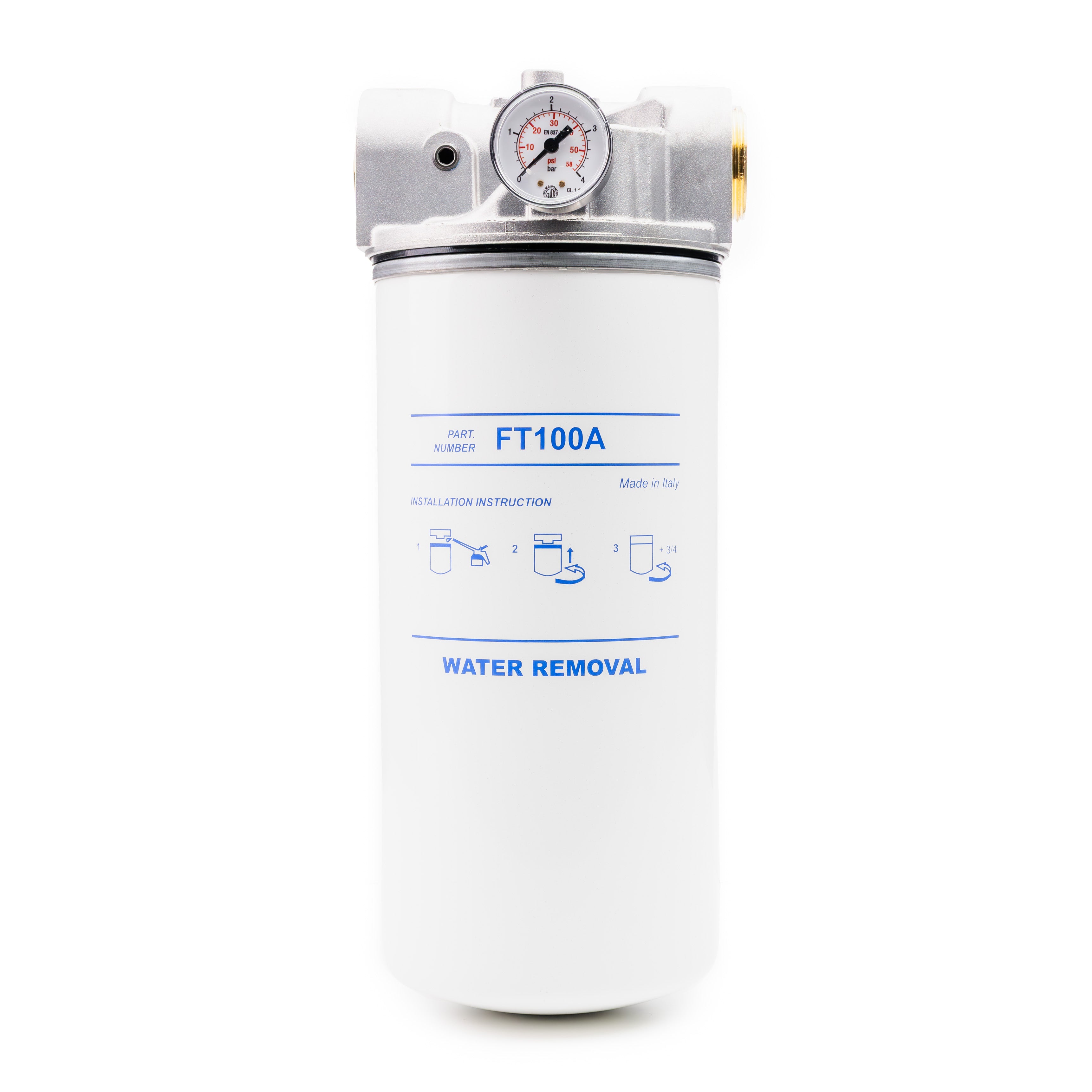 ADAM BY PIUSI Filter DN32 (1.25") BSP F 100lpm with Pressure Gauge Particulate and Water Removal