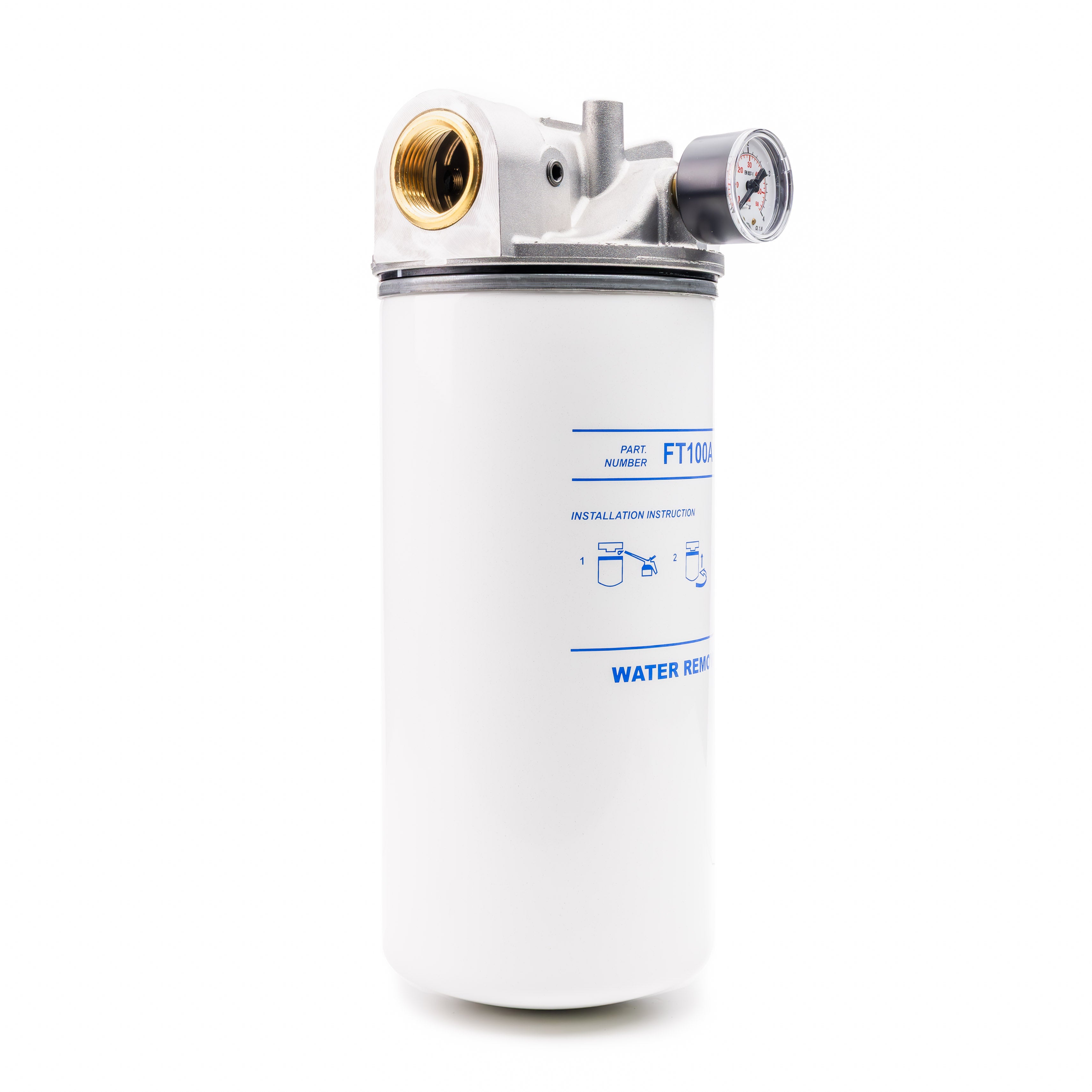 ADAM BY PIUSI Filter DN32 (1.25") BSP F 100lpm with Pressure Gauge Particulate and Water Removal