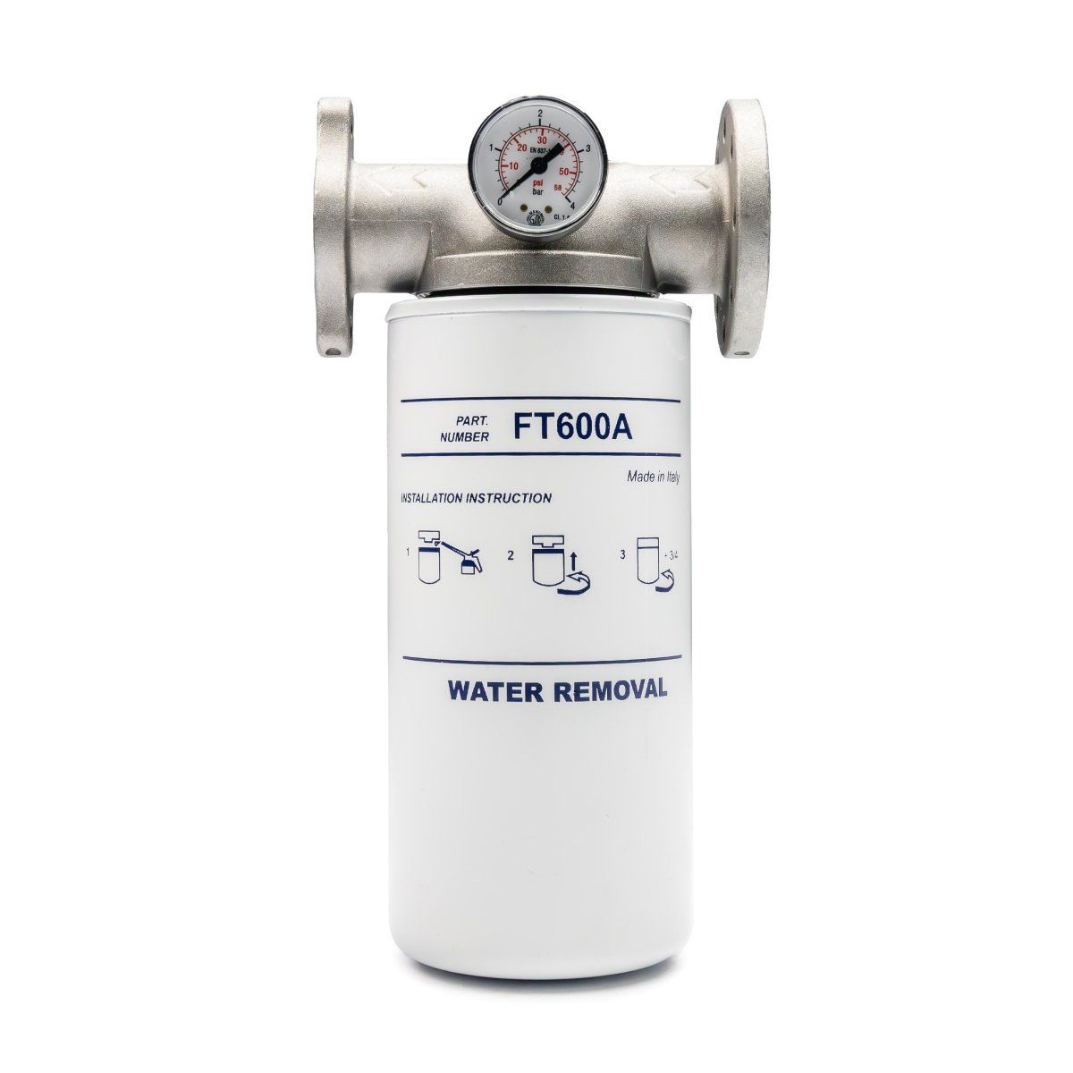 Adam by Piusi Particulate and Water Filter with Gauge 60 L/min 1" BSP Flanged