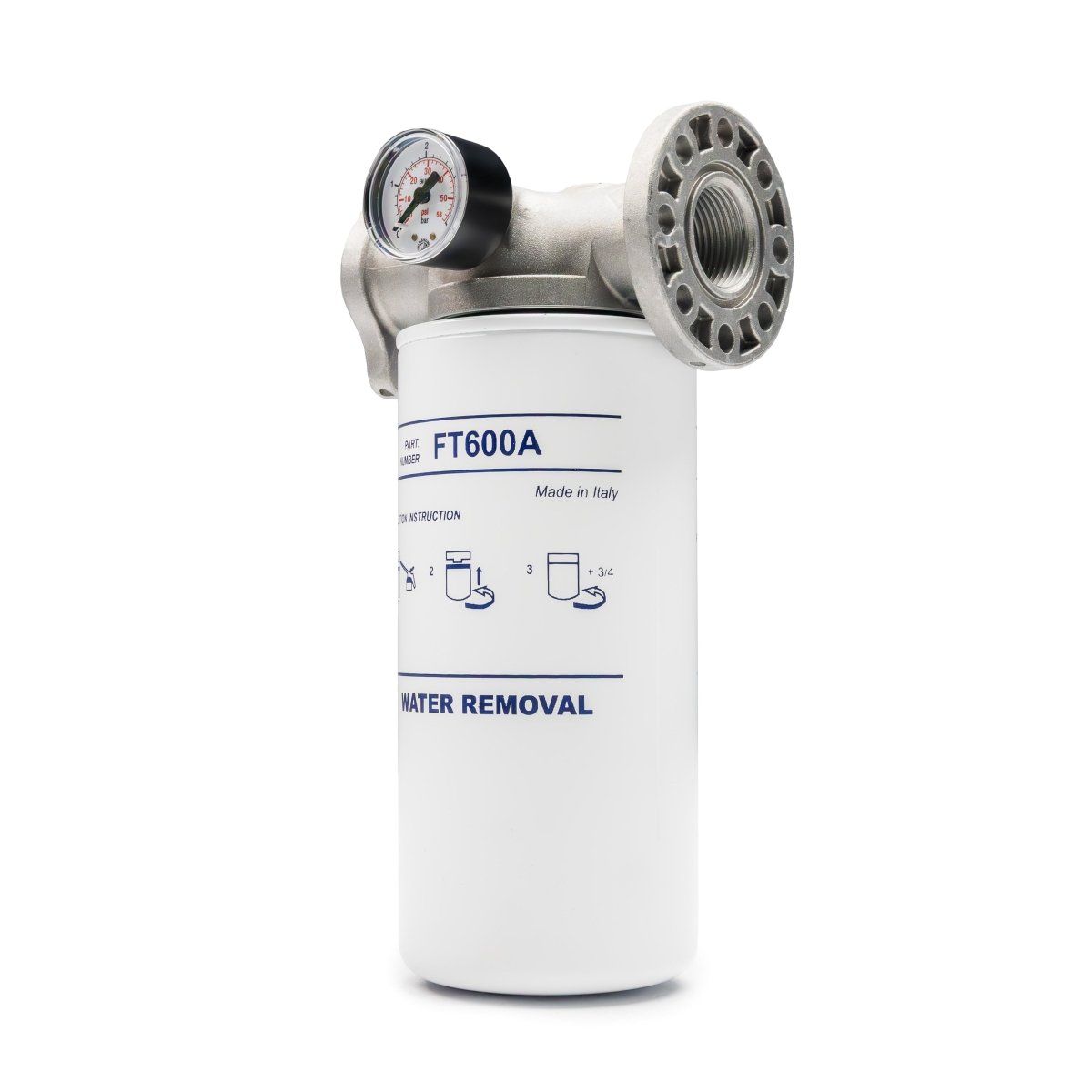 Adam by Piusi Particulate and Water Filter with Gauge 60 L/min 1" BSP Flanged
