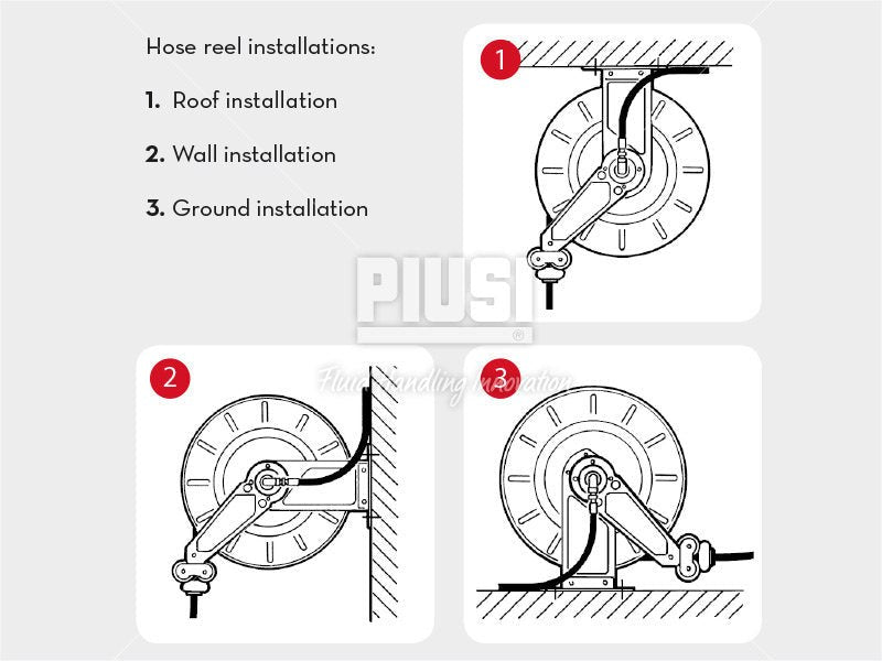 Piusi Diesel Hose Reel 25 mm x 10 m Spring Rewind