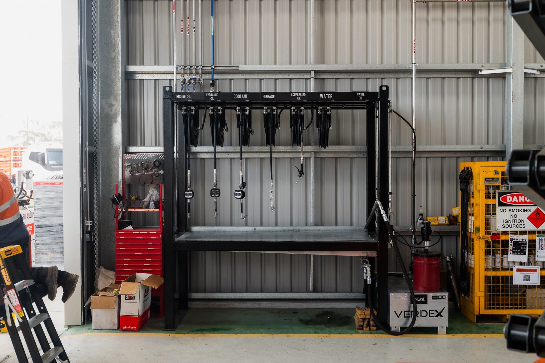 Piusi fluid-management dispensing bay at Coates Hire Kingston
